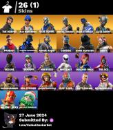26 Skins/Full mail access/Floss/Blue Squire/The Reaper/Safe&OG Account/Axecalibur/Take the L/Rare Banners/Cheap Price