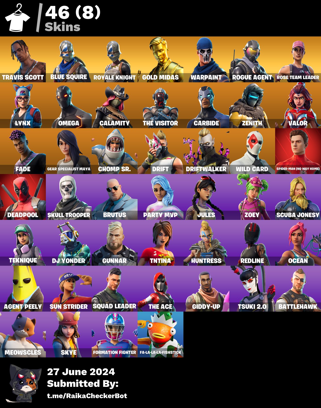 [PC/PSN/XBOX] 46 skins­OG STW­Travis Scott­Blue Squire­Royale Knight­Gold Midas­Rogue Agent­Lynx­Omega­Calamity­The Visitor­