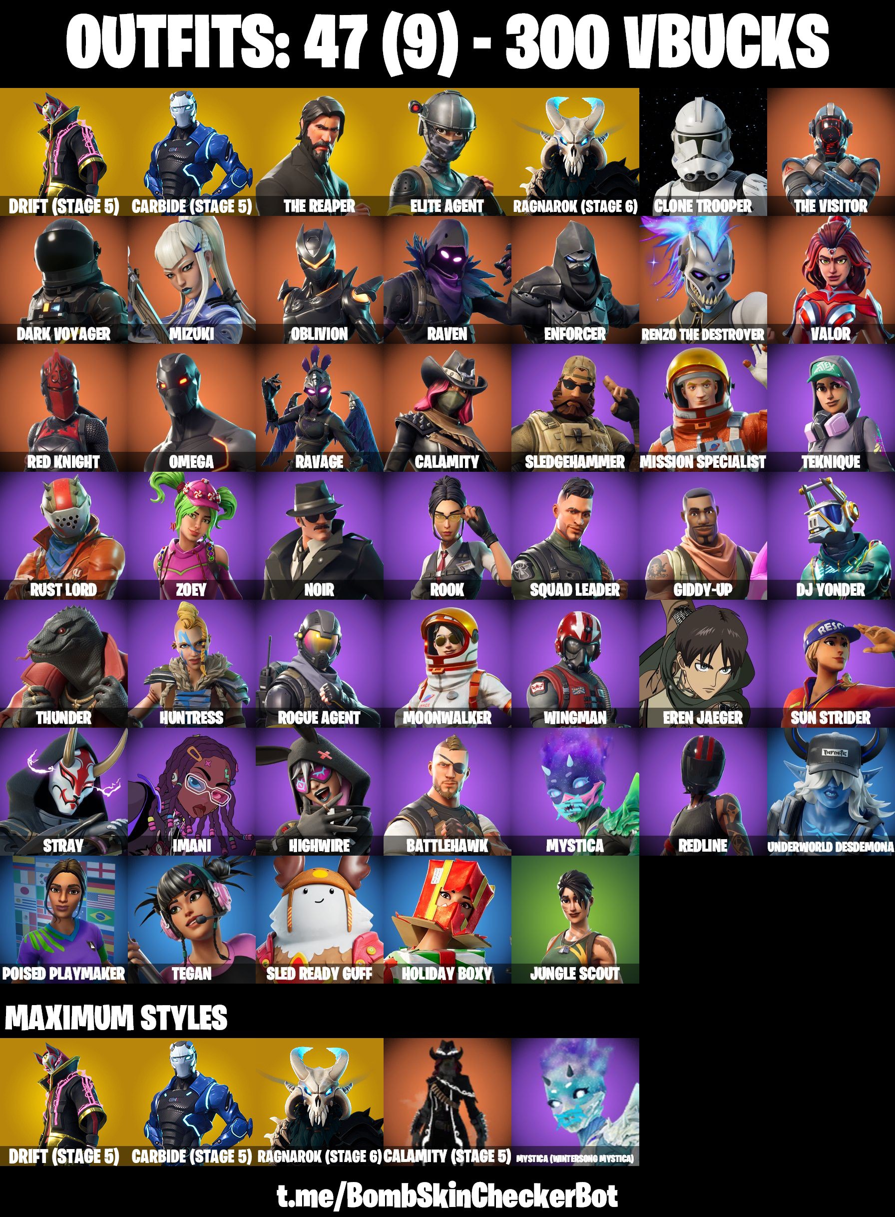 [PC/XBOX/NINTENDO] 47 Skins | The Reaper , Take The L , Mako Glider ...