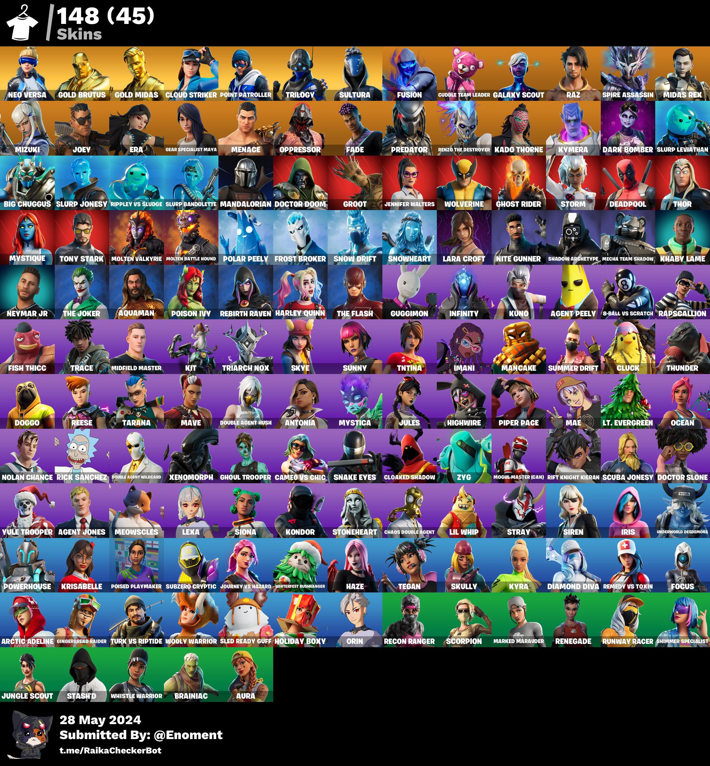 148 skins / Reaper / Era /Kado Thorne / Mizuki / Midas Rex / Galaxy ...