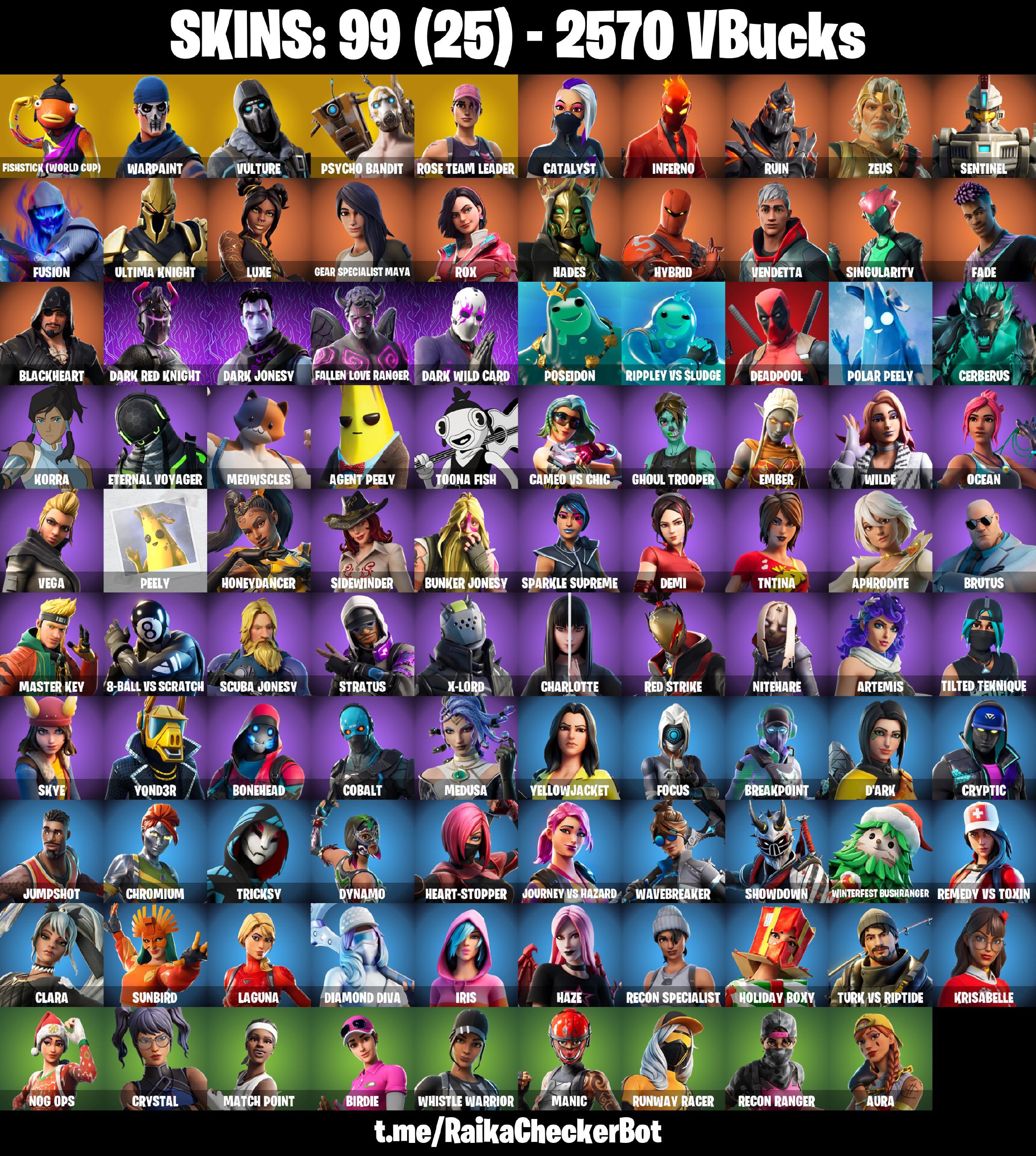 [PC/PSN/XBOX] 99 SKINS | OG STW | MERRY MINT AXE | FISHSTICK (WORLD CUP ...