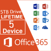 Microsoft Office 365 E5 5 PCs (Windows, Mac, Android, iOS) 5TB OneDrive - Worldwide